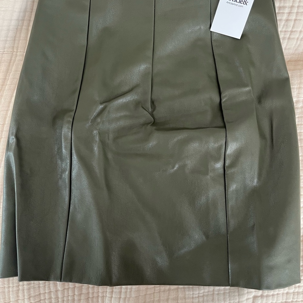 Olive Green Faux Leather Skirt